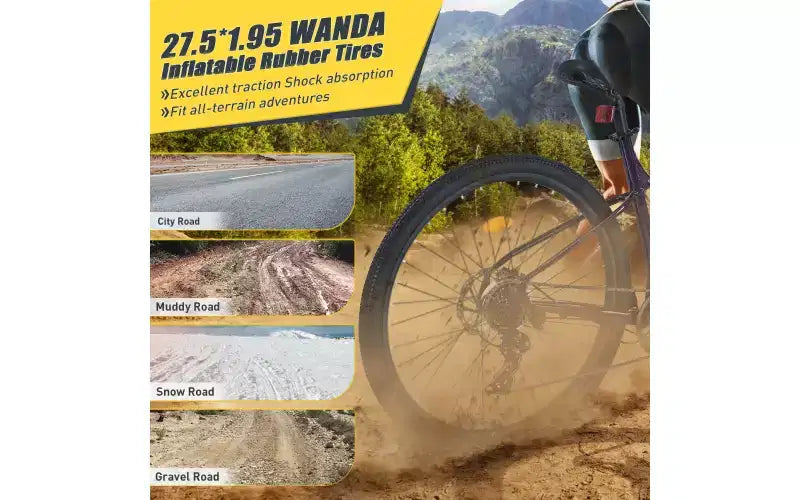 27.5 Inch Wheels 8 Speed Mountain Bike, for Men Women Boys and Girls, Front Suspension, Steel Frame