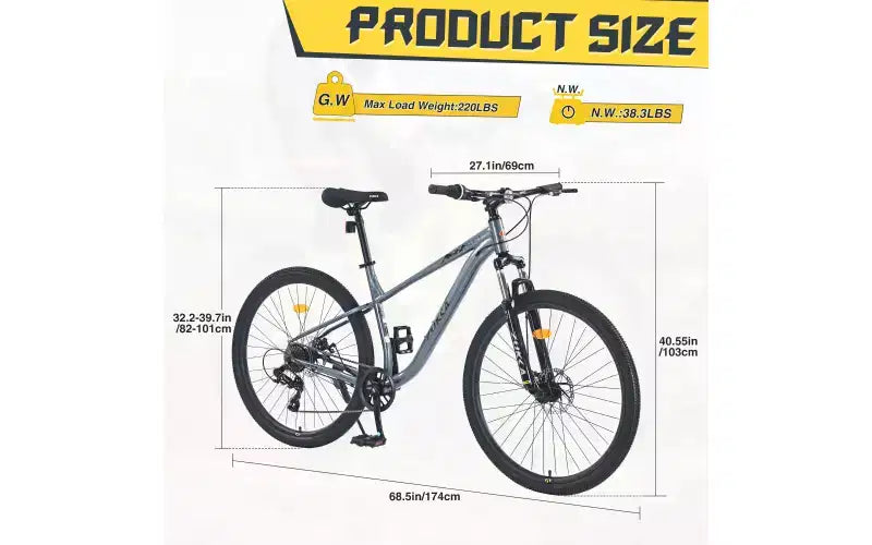 27.5 Inch Wheels 8 Speed Mountain Bike, for Men Women Boys and Girls, Front Suspension, Steel Frame