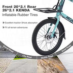NAYSAYE Bicycle Cargo Bike 7 Speed Aluminum Alloy Frame with Front and Rear Racks for Commuting and Travel, Green, 65*27.56*42.13