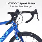 NAYSAYE 700C Hybrid Road Bike for Aldult, 7 Speed Lightweight Aluminum Frame Commuter Racing Bike Bicycle for City Travel, Blue, 68.5*18.8*39
