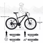 NAYSAYE Bicycle Mountain Bike 27.5 Inch Wheels 21 Speed Front Suspension for Men Women Boys and Girls, Blue, 68.8*26.37*39.37