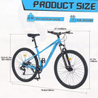 NAYSAYE 29 Inch Mountain Bike 8 Speed Steel Frame with Front Suspension for Adults and Youth, Blue, 70.8*27.1*41.7