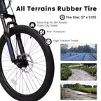 NAYSAYE Bicycle 27.5 Inch Full Suspension Mountain Bike 21 Speed with Dual Shock Absorbers for Men and Women, Black, 68.1*27*39.7