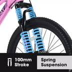 NAYSAYE Bicycle 26 Inch Mountain Bike with 21 Speed Shifter Dual Disc Brakes for Teenagers and Women, Pink, 65*24.8*37.4
