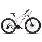 NAYSAYE Bicycle 27 Inch Mountain Bike with 21 Speed Shifter Suspension Fork and Disc Brakes for Men and Women, White, 53.54*7.68*28.35