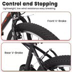 NAYSAYE Bicycle 24 Inch Mountain Bike Frame 21 Speed Dual V Brakes for Adults and Teens for Mountain Riding, Black and Red, 64.57*24.8*34.65