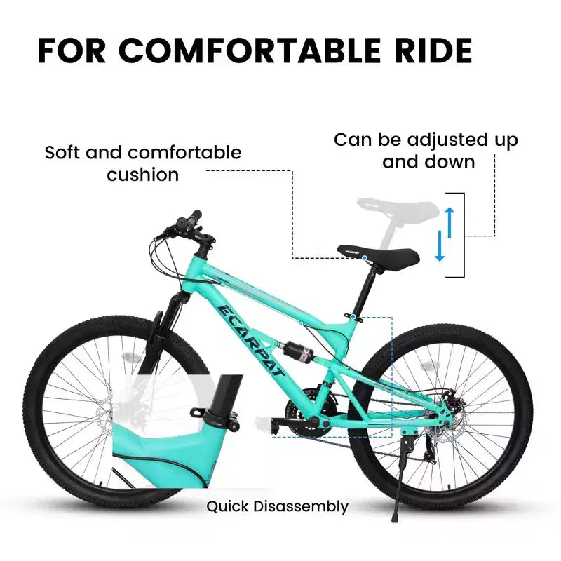 NAYSAYE Bicycle 26 Inch Mountain Bike with Steel Frame Shock Fork 21 Speed for Men and Women, Blue, 68*27*38