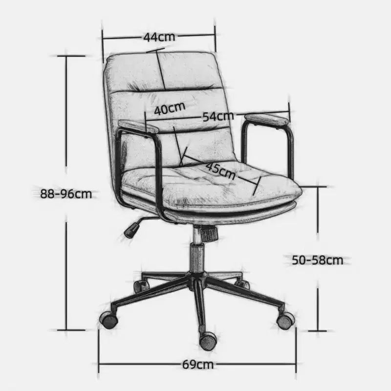 Okak Mid Back Desk Chair, Office Chair with Padded Armrest and Wheels, Computer Chair for Office, Gaming Room, Study