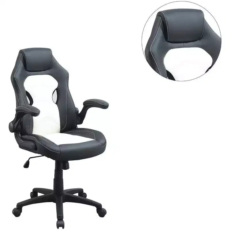 Okak Height-Adjustable Office Chair, Upholstered Desk Chair with Wheels, Comfy Gaming Chair for Office, Study, Play Room