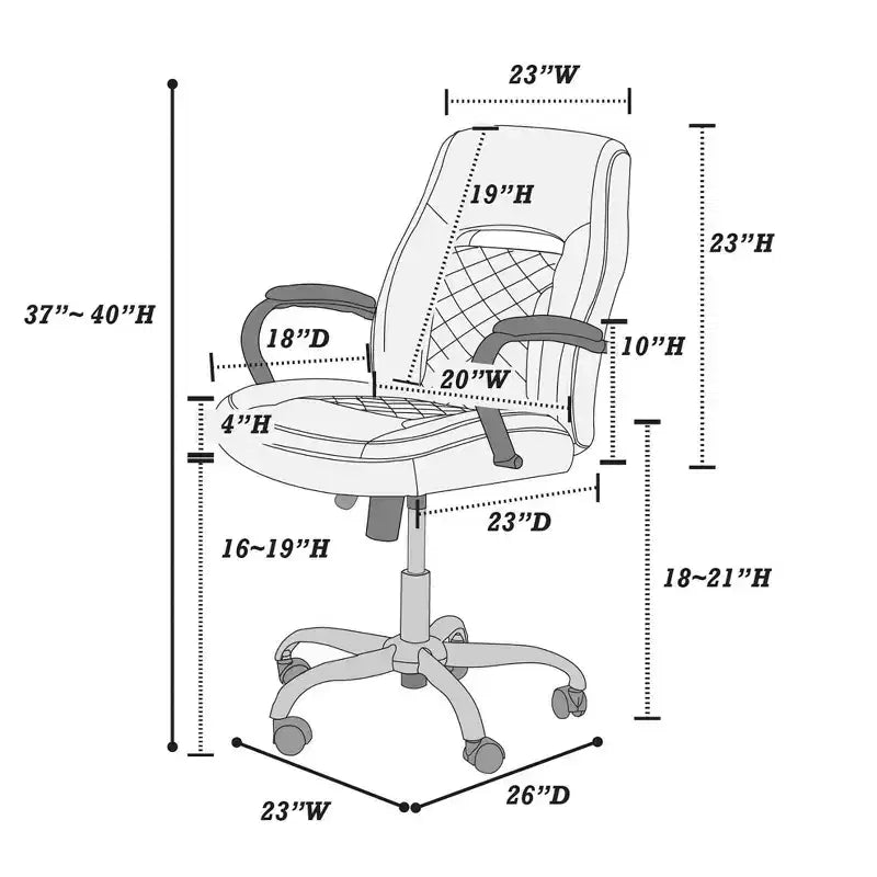 Okak Gaming Chair with Armrest, Criss Cross Chair with Wheels, Upholstered Computer Chair for Study, Office, Gaming Room