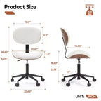 Bestier Bentwood Ergonomic Armless Home Office Desk Chair, Comfy Table Chair with Lumbar Support, PU Leather Height Adjustable Task Chair with Wheels