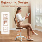 Bestier Bentwood Ergonomic Armless Home Office Desk Chair, Comfy Table Chair with Lumbar Support, PU Leather Height Adjustable Task Chair with Wheels