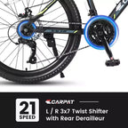 Zeus & Ruta 24 Mountain Bike with 21-Speed Gears, Dual Disc Brakes, Durable Steel Frame Bicycle for Boys and Girls