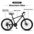 Zeus & Ruta 24 Mountain Bike with 21-Speed Gears, Dual Disc Brakes, Durable Steel Frame Bicycle for Boys and Girls