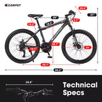 Zeus & Ruta 24 Mountain Bike with 21-Speed Gears, Dual Disc Brakes, Durable Steel Frame Bicycle for Boys and Girls