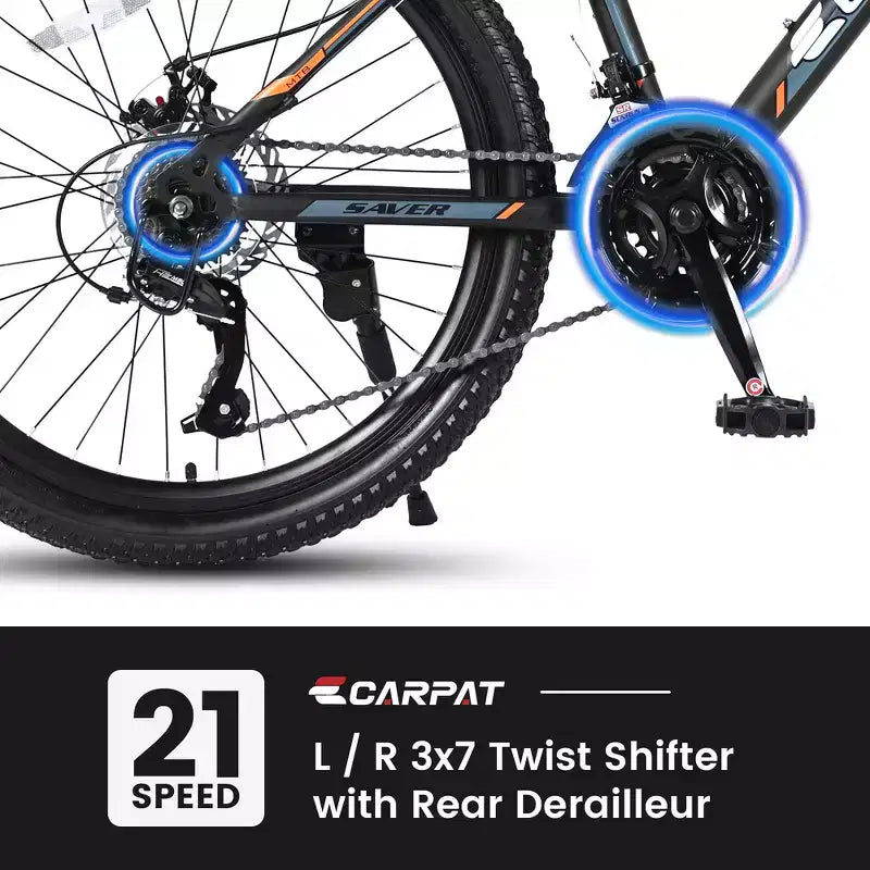 Zeus & Ruta 24 Mountain Bike with 21-Speed Gears, Dual Disc Brakes, Durable Steel Frame Bicycle for Boys and Girls