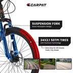 Zeus & Ruta 24 Mountain Bike with 21-Speed Gears, Dual Disc Brakes, Durable Steel Frame Bicycle for Boys and Girls