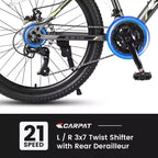Zeus & Ruta 24 Mountain Bike with 21-Speed Gears, Dual Disc Brakes, Durable Steel Frame Bicycle for Boys and Girls
