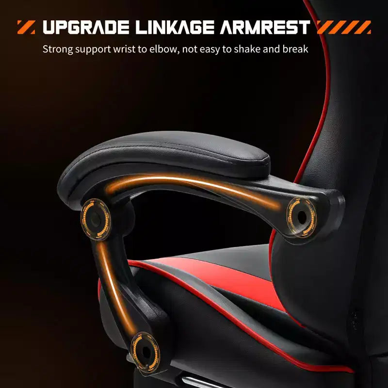 MAYEERTY Gaming Chair Video Game Desk Chair Ergonomic Computer with Footrest Comfy Lumbar Support PU Leather Recliner with Headrest Fixed Up Armrest