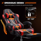 MAYEERTY Gaming Chair Video Game Desk Chair Ergonomic Computer with Footrest Comfy Lumbar Support PU Leather Recliner with Headrest Fixed Up Armrest
