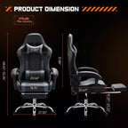 MAYEERTY Gaming Chair Video Game Desk Chair Ergonomic Computer with Footrest Comfy Lumbar Support PU Leather Recliner with Headrest Fixed Up Armrest