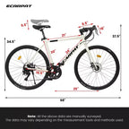 Whisen Road Bike, Lightweight Aluminum Frame, Disc Brakes, 16-Speed, Fast Acceleration, Suitable for Men and Women