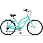 Whisen 26 Adult Women Outdoor Bikes, Beach Cruiser Bike with Steel Frame Low Swooping Frame, 7-Speed Gear