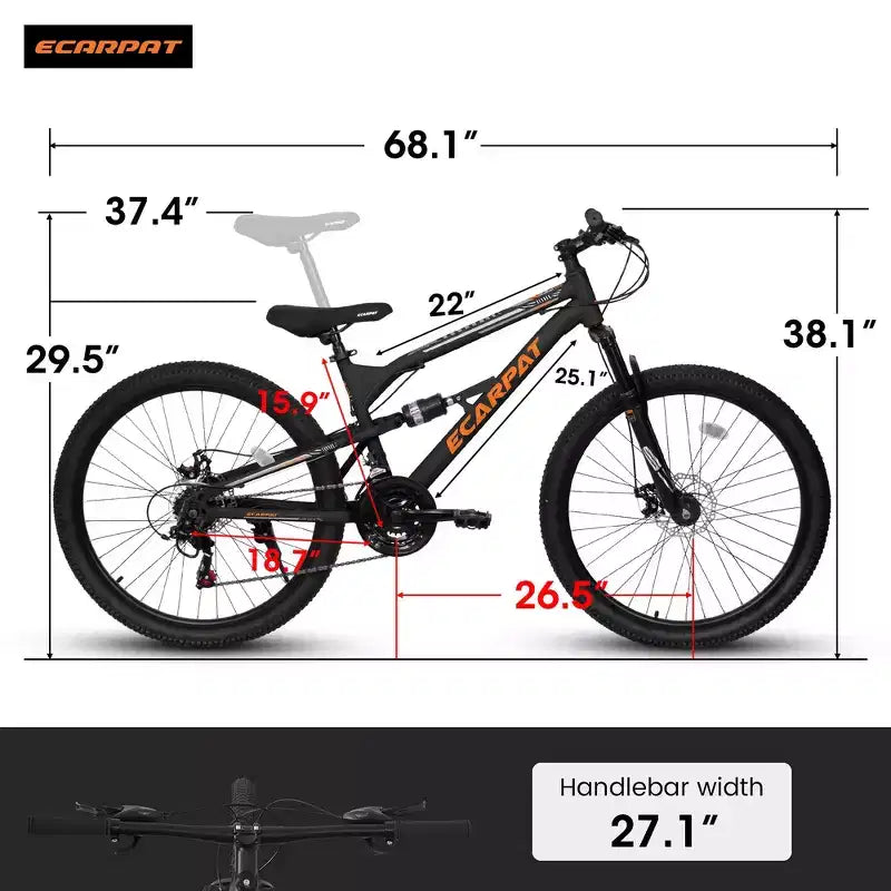 Whisen 26 Inch Steel Frame Shock Fork Plus Shock Absorber 21-speed Unisex Mountain Bike
