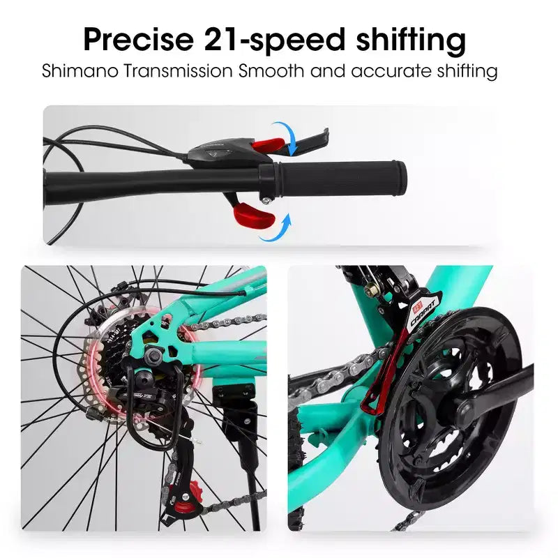Whisen 26 Inch Steel Frame Shock Fork Plus Shock Absorber 21-speed Unisex Mountain Bike