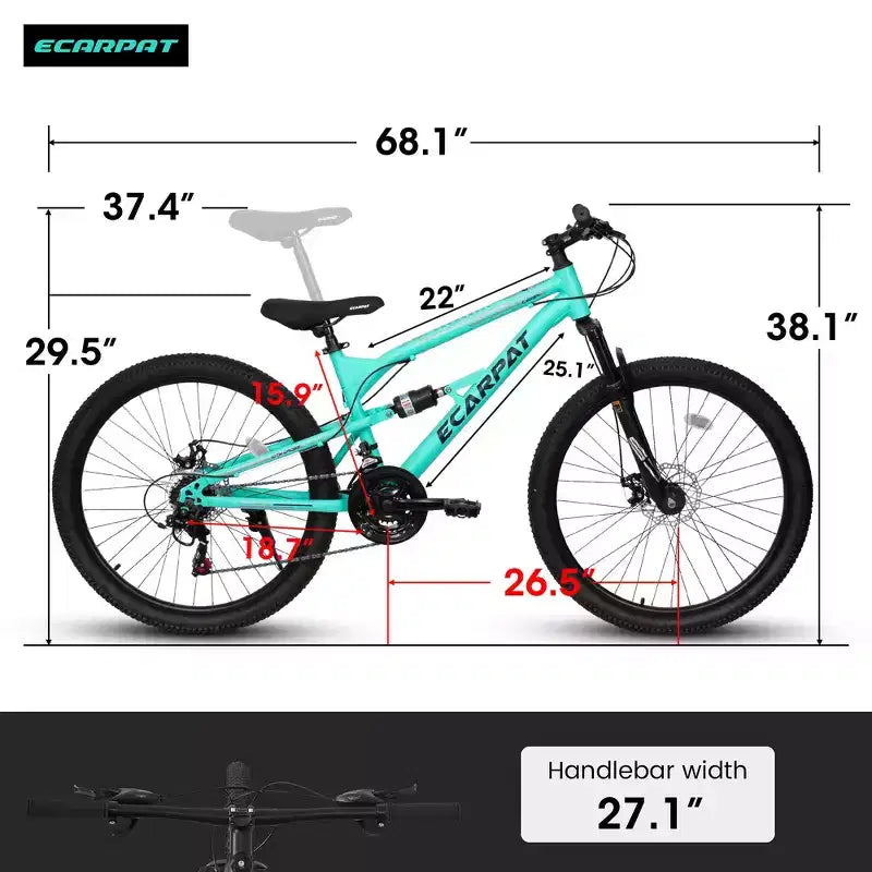 Whisen 26 Inch Steel Frame Shock Fork Plus Shock Absorber 21-speed Unisex Mountain Bike