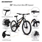 Whisen 26 Inch Steel Frame Shock Fork Plus Shock Absorber 21-speed Unisex Mountain Bike