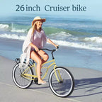 Whisen 26 Men's Beach Cruiser Bike, Single Speed Bicycles with Steel Frame, Wide Wheels for Stability