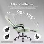 Okak Ergonomic Office Chair with Padding Armrest, Gaming Chair with Footrest and Lumbar Support, Swivel Chair with Wheels for Home, Office