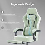 Okak Ergonomic Office Chair with Padding Armrest, Gaming Chair with Footrest and Lumbar Support, Swivel Chair with Wheels for Home, Office