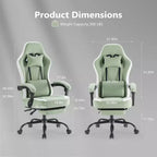 Okak Ergonomic Office Chair with Padding Armrest, Gaming Chair with Footrest and Lumbar Support, Swivel Chair with Wheels for Home, Office