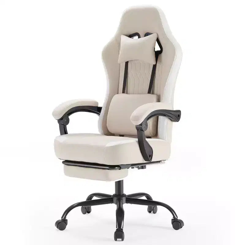 Okak Ergonomic Office Chair with Padding Armrest, Gaming Chair with Footrest and Lumbar Support, Swivel Chair with Wheels for Home, Office