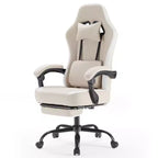 Okak Ergonomic Office Chair with Padding Armrest, Gaming Chair with Footrest and Lumbar Support, Swivel Chair with Wheels for Home, Office