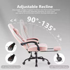 Okak Ergonomic Office Chair with Padding Armrest, Gaming Chair with Footrest and Lumbar Support, Swivel Chair with Wheels for Home, Office
