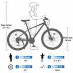 Whisen 26 Suspension Mountain Bike with 8-Speed Rear Derailleur, Fork KENDA Tires, Double Disc Brakes