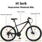 Whisen 26 Suspension Mountain Bike with 8-Speed Rear Derailleur, Fork KENDA Tires, Double Disc Brakes