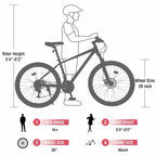 Whisen 26 Suspension Mountain Bike with 8-Speed Rear Derailleur, Fork KENDA Tires, Double Disc Brakes