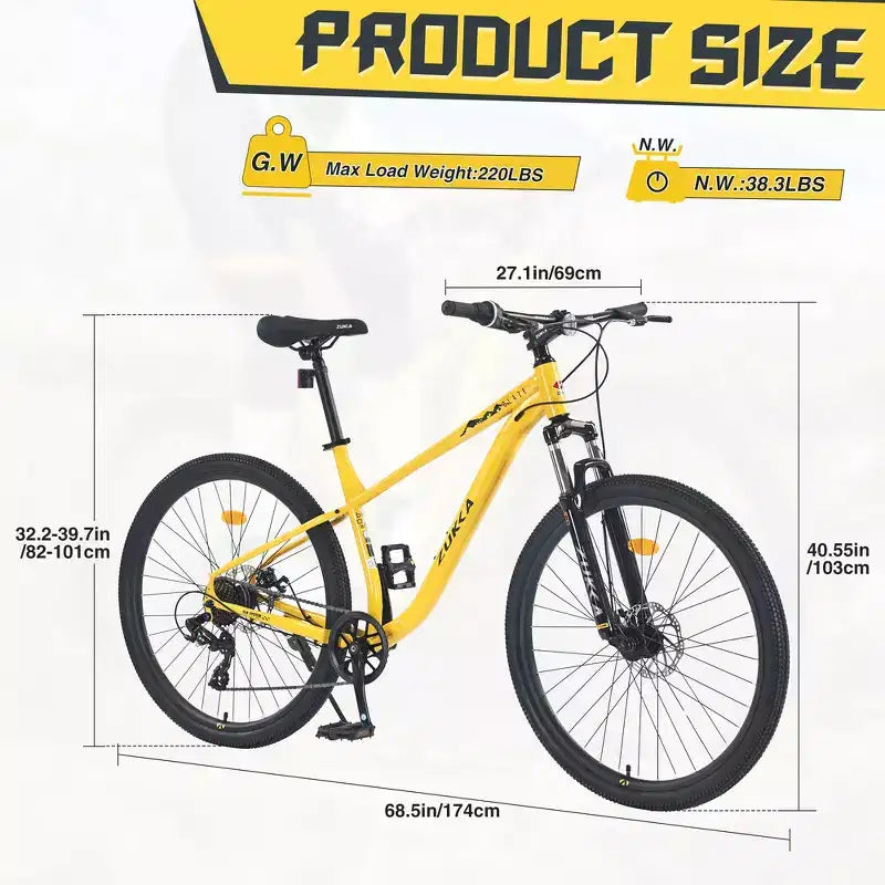 Whisen 27.5 Mountain Bike with 8 Speed Rear Derailleur, Front Suspension, Steel Frame