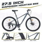 Whisen 27.5 Mountain Bike with 8 Speed Rear Derailleur, Front Suspension, Steel Frame