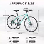Whisen 28 Road Bike, Hybrid City Bicycle with Shimano 7 Speed Aluminum Alloy Frame Double Disc Brakes