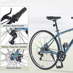Whisen 28 Road Bike, Hybrid City Bicycle with Shimano 7 Speed Aluminum Alloy Frame Double Disc Brakes