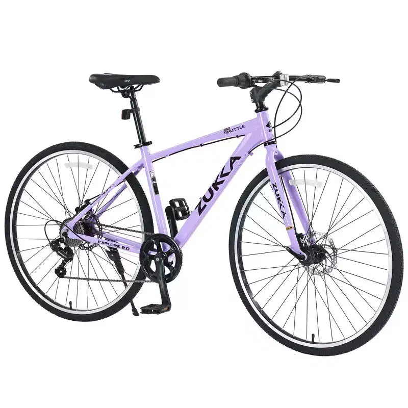 Whisen 28 Road Bike, Hybrid City Bicycle with Shimano 7 Speed Aluminum Alloy Frame Double Disc Brakes