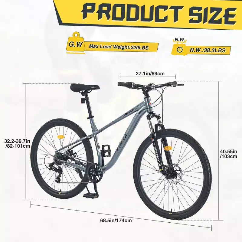 Okak 27.5IN 8 Speed Mountain Bike with Front Suspension, Kids Dirt Bike with Double Disc Brakes, Steel Frame Bicycle for Kid and Adults