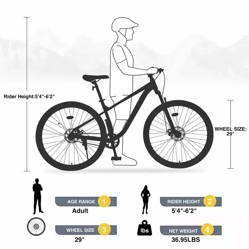 Okak 29IN Single Speed Mountain Bike, Adult Bike with Steel Frame and Front Suspension, Mens Bike for Commuting, Travel, Mountain