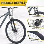 Okak 29IN Single Speed Mountain Bike, Adult Bike with Steel Frame and Front Suspension, Mens Bike for Commuting, Travel, Mountain