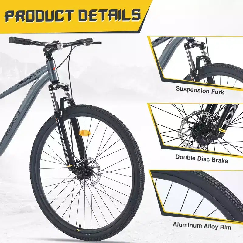 Okak 29IN Single Speed Mountain Bike, Adult Bike with Steel Frame and Front Suspension, Mens Bike for Commuting, Travel, Mountain